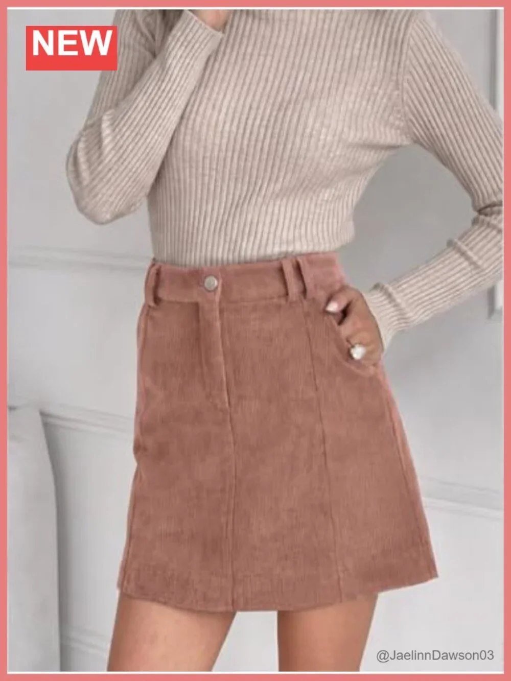 Women's Corduroy Mini Skirt High Waisted A-Line Vintage with Pockets